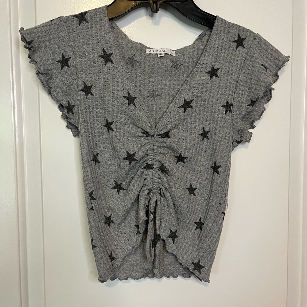 Gray Star Patterned Crop Top